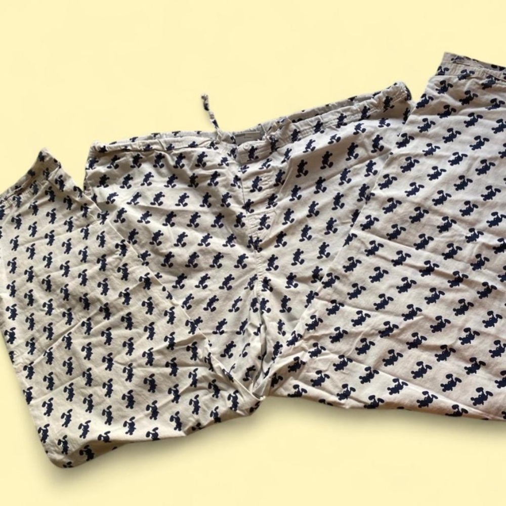 White Pants with Blue Pattern
